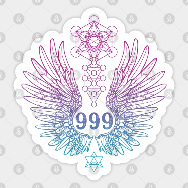 Angel Number 999 Sacred Geometry Sticker by LadyMoldavite